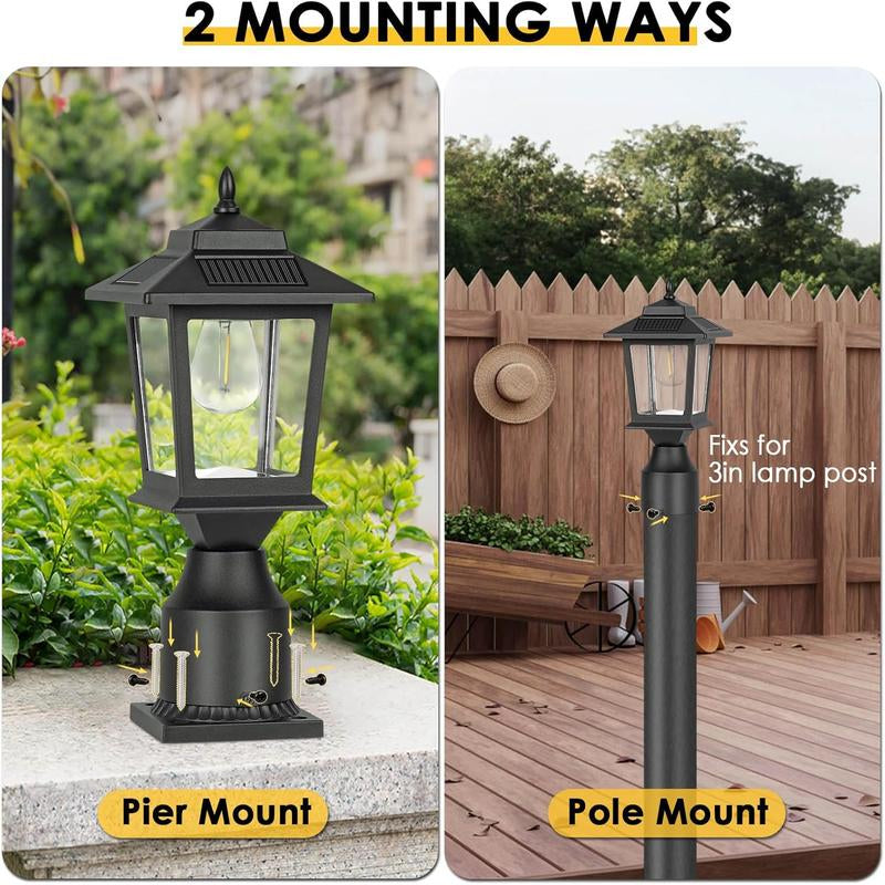 Eco-Π 4/2Packs Solar Post Cap Lights, Solar Lights Outdoor with Glass Shade, Modern Design, Energy Saving, for Deck Fence Patio Post Decor