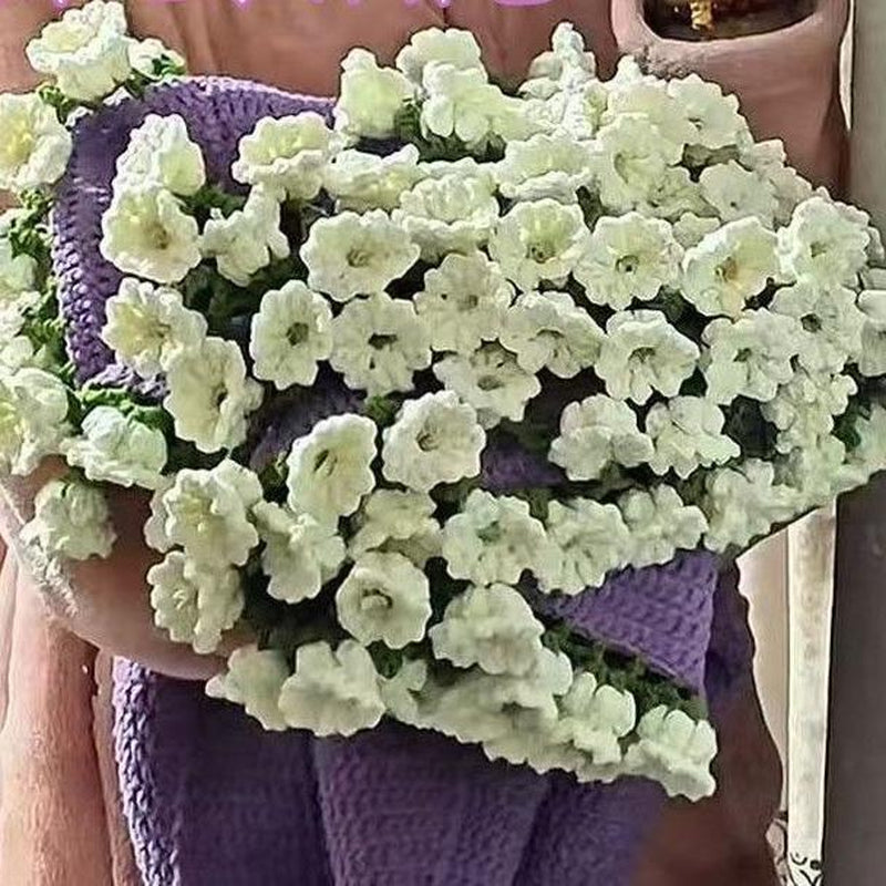 Milky White Wine Red Rose Bouquet Blanket | Handmade Crochet DIY Kit - Creative Gift Set with Rose and Lily of the Valley Crafts