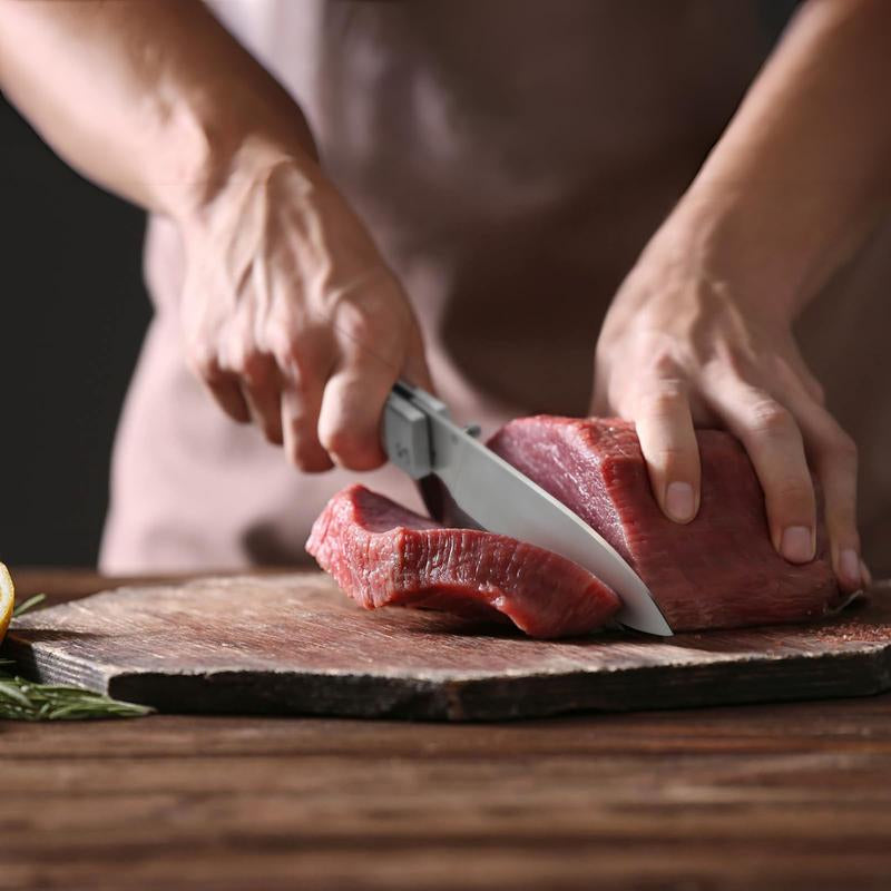 Huusk Folding Chef Pocket Knife, Japanese Santoku with 440C Stainless Steel Ultra Sharp Blade. EDC Kitchen, BBQ, Camping Knife for Meat, Veggies, and Fruits. Perfect Thanksgiving/Black Friday Gift.