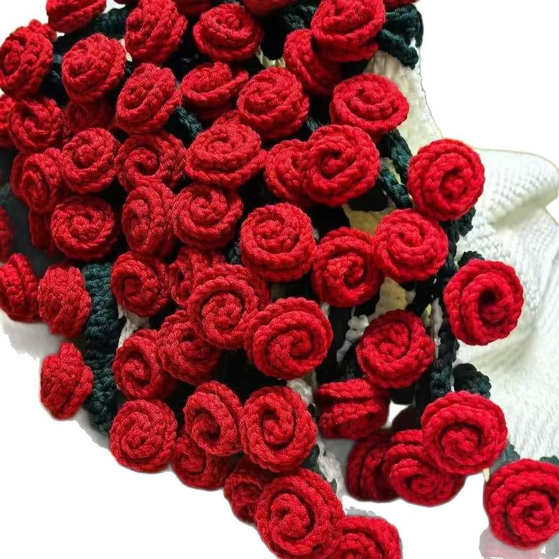 Milky White Wine Red Rose Bouquet Blanket | Handmade Crochet DIY Kit - Creative Gift Set with Rose and Lily of the Valley Crafts