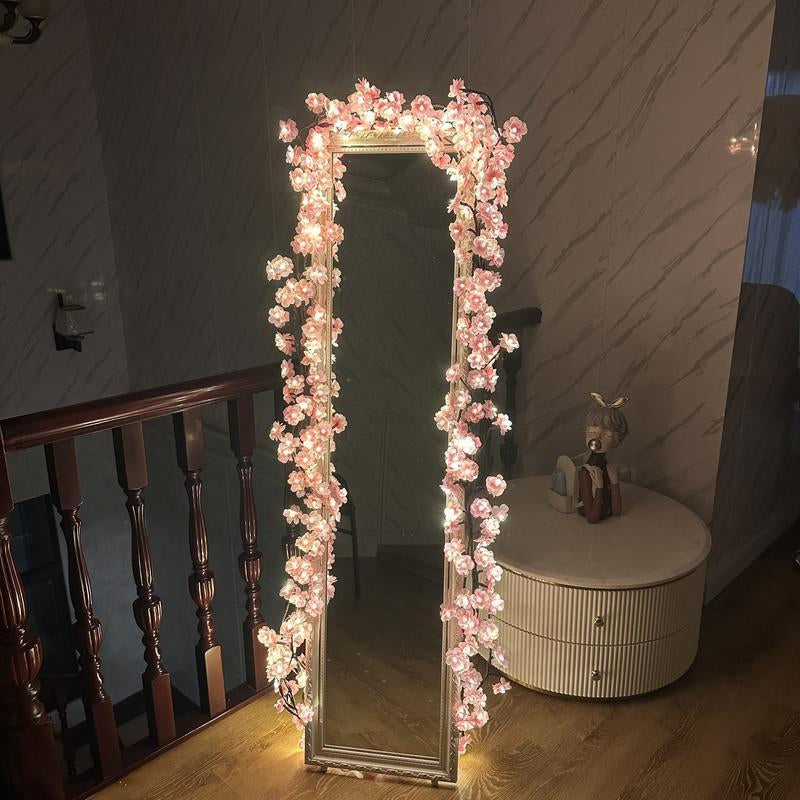 Cherry Blossom Tree Vine String Light, USB Powered LED String Light, Decorative Light for Bedroom, Living Room, Wall, Party, Wedding