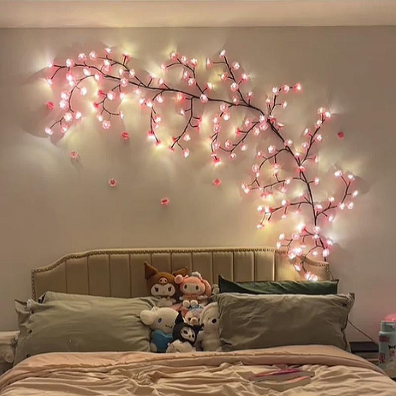 Cherry Blossom Tree Vine String Light, USB Powered LED String Light, Decorative Light for Bedroom, Living Room, Wall, Party, Wedding