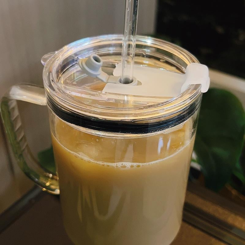 40Oz Glass Tumbler with Leakproof Plastic Lid & Straw – Spill-Proof Design, Easy to Clean, No Mold! Reusable Iced Coffee Cup for Car, Summer Drinkware, Durable Bpa-Free Travel Mug with Handle – Great Gift for Dad, Mom, Easter & Holidays Water Bottles