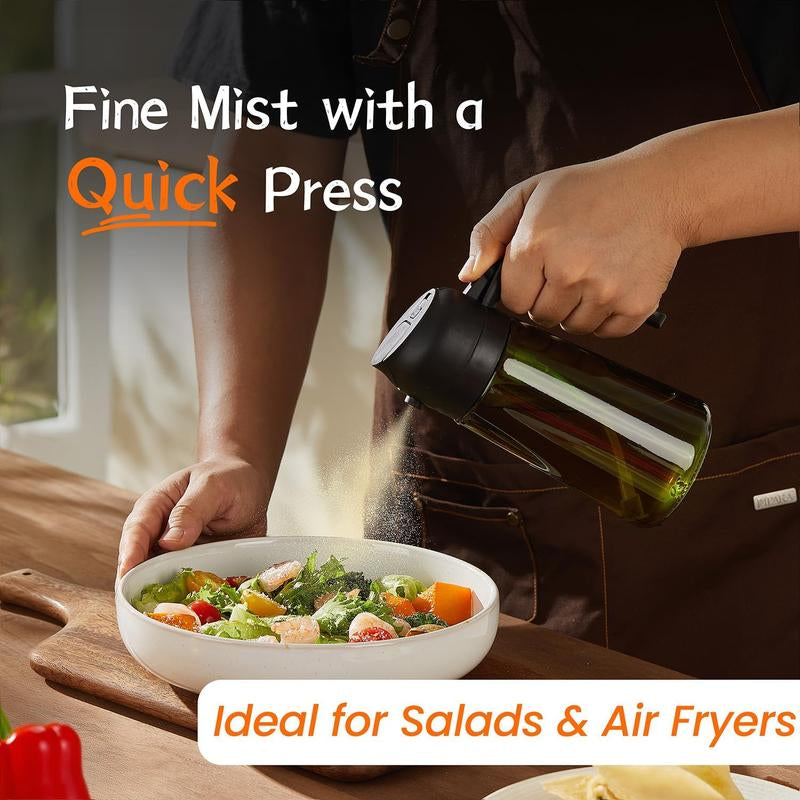 16Oz/470Ml Olive Oil Dispenser Bottle for Kitchen Gadgets and Air Fryer Accessories - Olive Oil Sprayer for Cooking W(Light Blockage) - Black Utensils