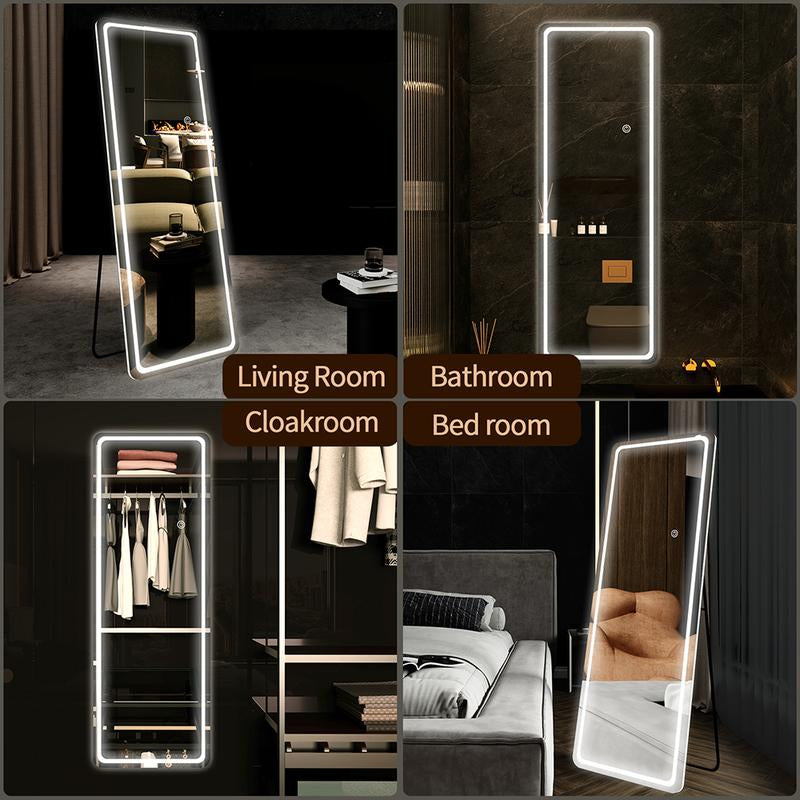 GOGOFREE Full-Length Mirror with LED Lights – 3 Adjustable Color Modes for Style & Functionality