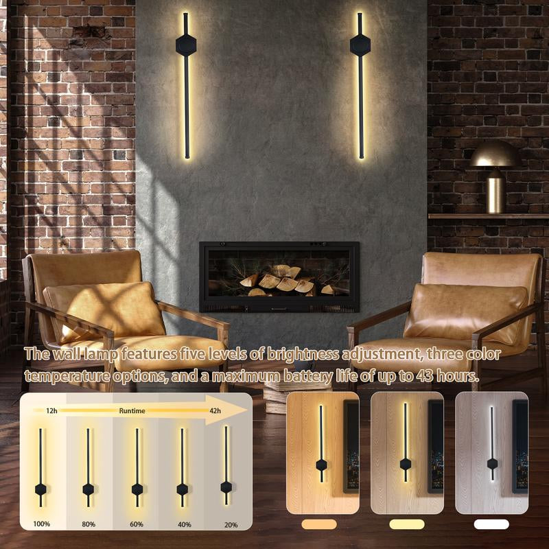 Battery Operated Wall Sconces Set of Two, USB Rechargeable Wall Lights with Remote Control, Dimmable Wireless Wall Lamp, 3 Color Mood Light for Hallway Living Room Bedroom