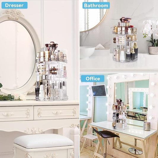 360 Rotating Makeup Organizer, Large Capacity Cosmetics Organizer for Perfume Holder Organizer Countertop Racks Adjustable