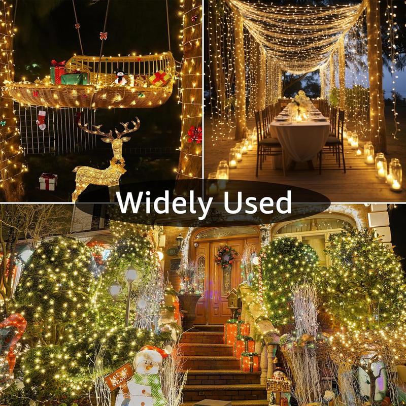 Warm White LED String Light, Waterproof LED String Light with 8 Modes, Decorative Light for Bedroom Classroom Wedding Garden Patio Yard