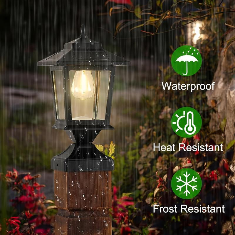 Eco-Π 4/2Packs Solar Post Cap Lights, Solar Lights Outdoor with Glass Shade, Modern Design, Energy Saving, for Deck Fence Patio Post Decor