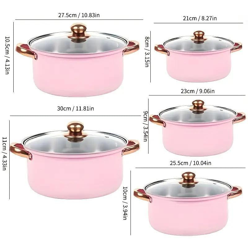 Stainless Steel Cookware Set, 5 Sets Including 5 Pots and 5 Lids, Kitchen Cookware Set, Household Kitchen Products, Kitchen Gifts, Kitchenware