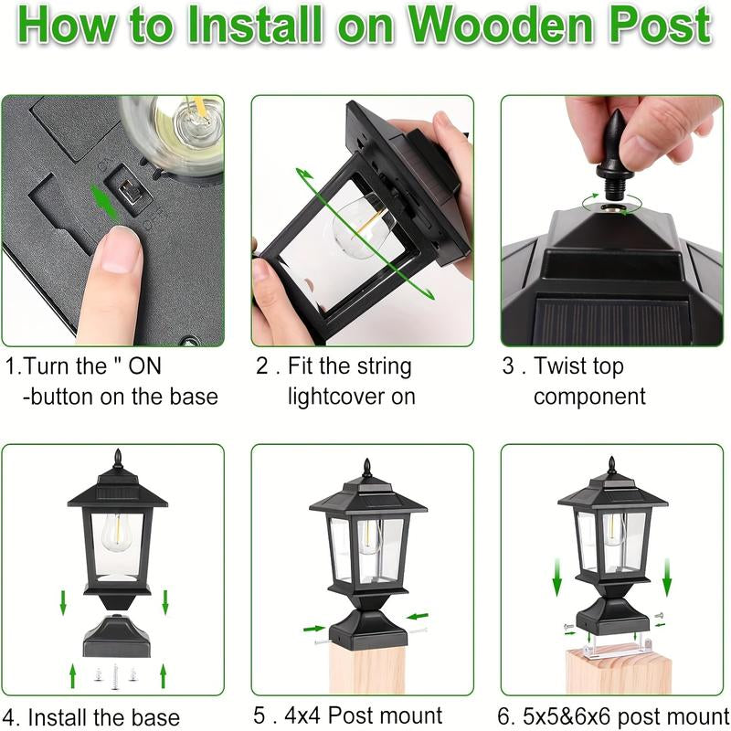 Eco-Π 4/2Packs Solar Post Cap Lights, Solar Lights Outdoor with Glass Shade, Modern Design, Energy Saving, for Deck Fence Patio Post Decor