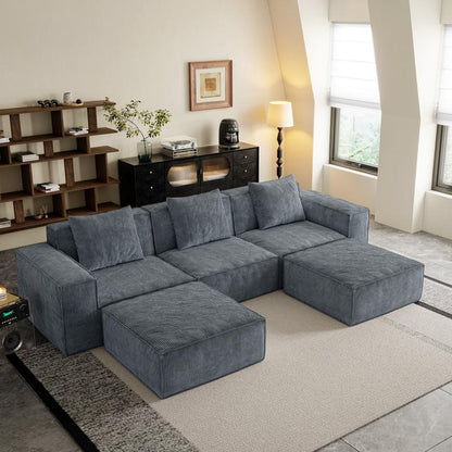 【Multi-Parcel Delivery】Dipu-Home. 118-Inch Modular Sofa Can Be Converted into an Oversized Sofa Bed - Free Conversion Sofa Set Flexible Configuration, Soft Corduroy Cloud Velvet Fabric, High-Density Rebound Sponge, No Assembly Required, 4-Seater