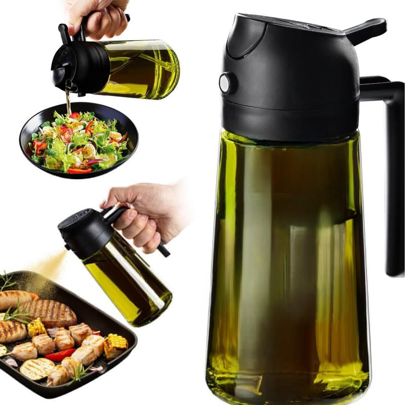 16Oz/470Ml Olive Oil Dispenser Bottle for Kitchen Gadgets and Air Fryer Accessories - Olive Oil Sprayer for Cooking W(Light Blockage) - Black Utensils