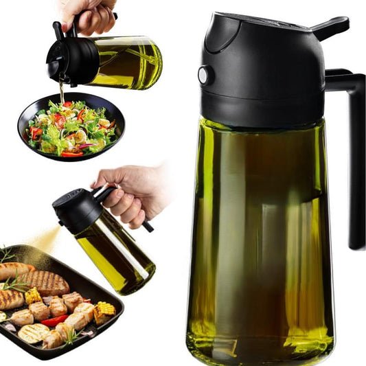 16Oz/470Ml Olive Oil Dispenser Bottle for Kitchen Gadgets and Air Fryer Accessories - Olive Oil Sprayer for Cooking W(Light Blockage) - Black Utensils