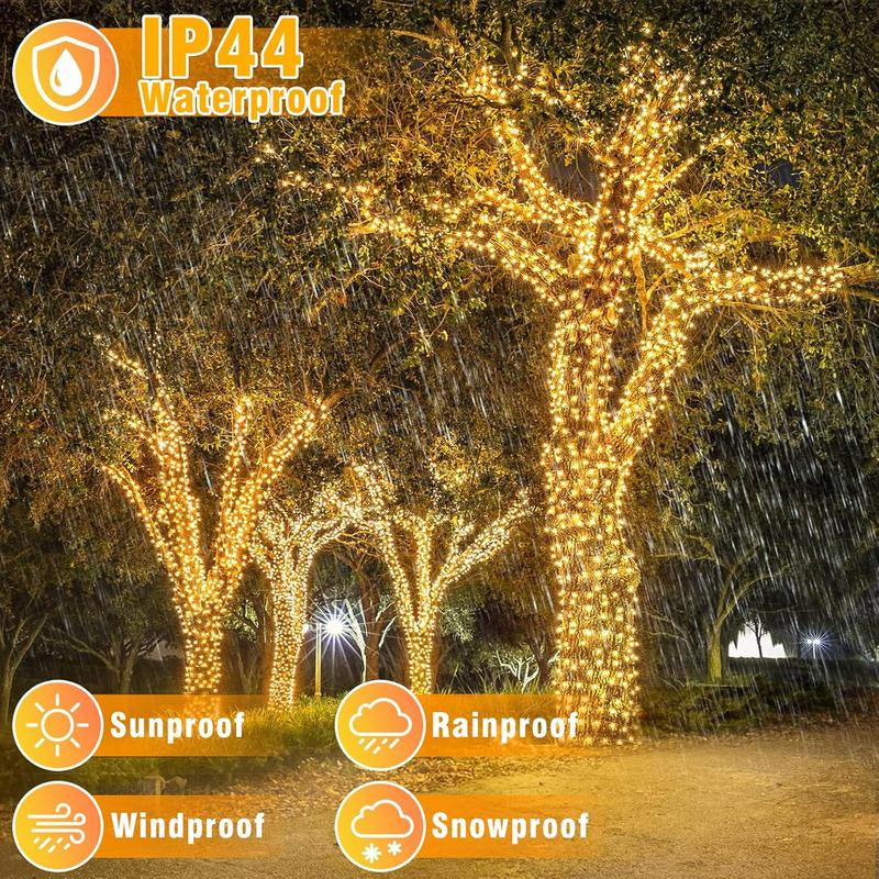 Warm White LED String Light, Waterproof LED String Light with 8 Modes, Decorative Light for Bedroom Classroom Wedding Garden Patio Yard