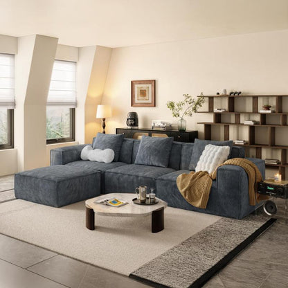 【Multi-Parcel Delivery】Dipu-Home. 118-Inch Modular Sofa Can Be Converted into an Oversized Sofa Bed - Free Conversion Sofa Set Flexible Configuration, Soft Corduroy Cloud Velvet Fabric, High-Density Rebound Sponge, No Assembly Required, 4-Seater