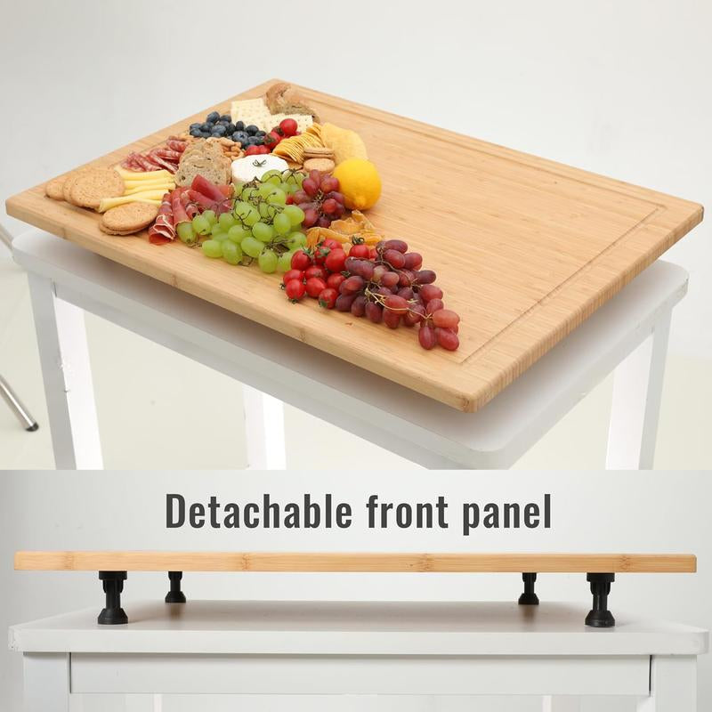 Stove Cover Board for Gas Stovetop - Raised Cutting Board with Legs and Juice Grooves, Adjustable Noodle Board Stove Cover for RV Stove Top (29.52"X21.65") Chopping Kitchen Knives Bamboo Oil Wooden