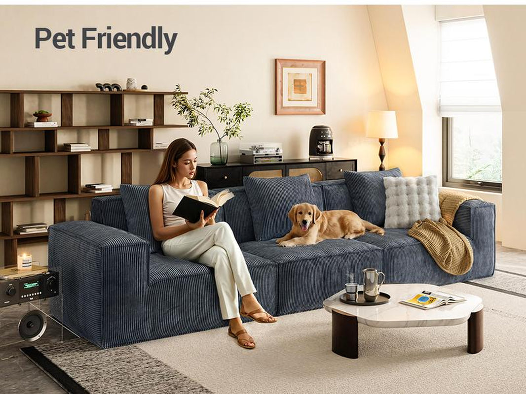 【Multi-Parcel Delivery】Dipu-Home. 118-Inch Modular Sofa Can Be Converted into an Oversized Sofa Bed - Free Conversion Sofa Set Flexible Configuration, Soft Corduroy Cloud Velvet Fabric, High-Density Rebound Sponge, No Assembly Required, 4-Seater