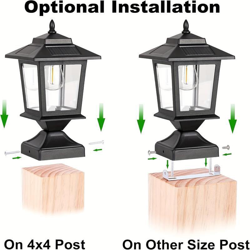 Eco-Π 4/2Packs Solar Post Cap Lights, Solar Lights Outdoor with Glass Shade, Modern Design, Energy Saving, for Deck Fence Patio Post Decor