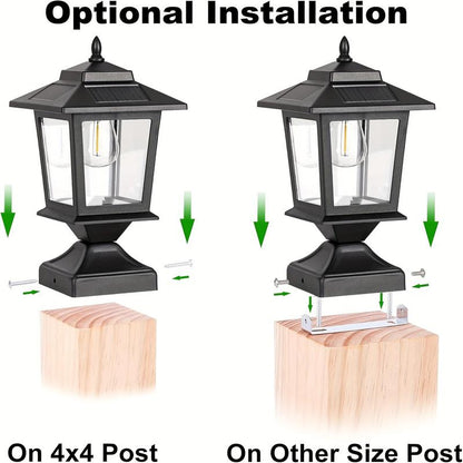 Eco-Π 4/2Packs Solar Post Cap Lights, Solar Lights Outdoor with Glass Shade, Modern Design, Energy Saving, for Deck Fence Patio Post Decor