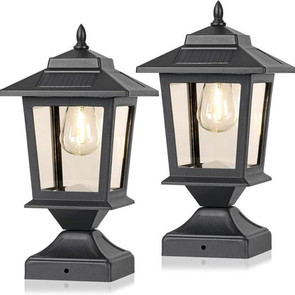 Eco-Π 4/2Packs Solar Post Cap Lights, Solar Lights Outdoor with Glass Shade, Modern Design, Energy Saving, for Deck Fence Patio Post Decor