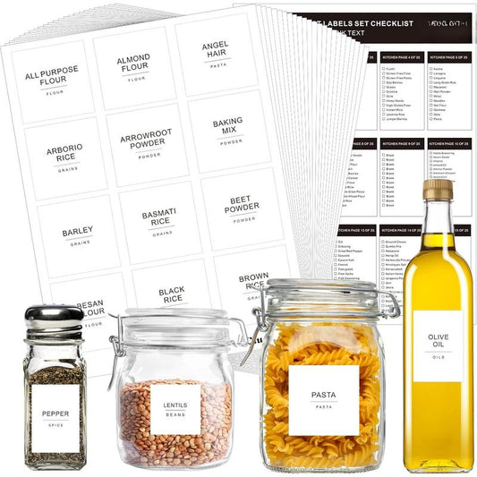 434 Count Kitchen Pantry Labels for Containers with DIY Blank Labels,3 Sizes Preprinted Minimalist Pantry Kitchen Labels, Pantry Kitchen Organization Labels for Jar, Bottles,Boxes