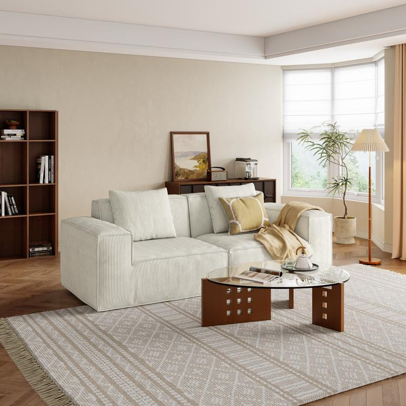 【Multi-Parcel Delivery】Dipu-Home. 118-Inch Modular Sofa Can Be Converted into an Oversized Sofa Bed - Free Conversion Sofa Set Flexible Configuration, Soft Corduroy Cloud Velvet Fabric, High-Density Rebound Sponge, No Assembly Required, 4-Seater