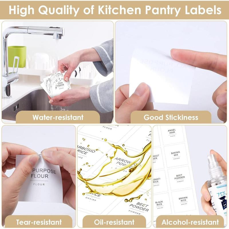 434 Count Kitchen Pantry Labels for Containers with DIY Blank Labels,3 Sizes Preprinted Minimalist Pantry Kitchen Labels, Pantry Kitchen Organization Labels for Jar, Bottles,Boxes