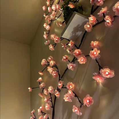 Cherry Blossom Tree Vine String Light, USB Powered LED String Light, Decorative Light for Bedroom, Living Room, Wall, Party, Wedding