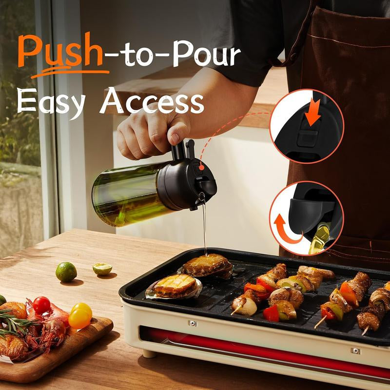 16Oz/470Ml Olive Oil Dispenser Bottle for Kitchen Gadgets and Air Fryer Accessories - Olive Oil Sprayer for Cooking W(Light Blockage) - Black Utensils