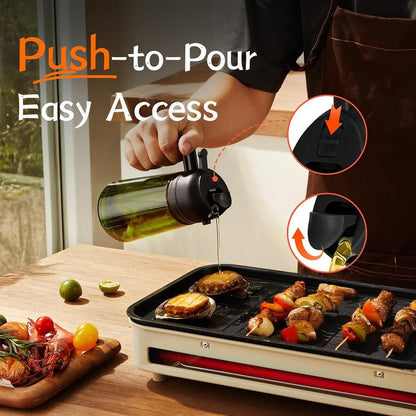 16Oz/470Ml Olive Oil Dispenser Bottle for Kitchen Gadgets and Air Fryer Accessories - Olive Oil Sprayer for Cooking W(Light Blockage) - Black Utensils