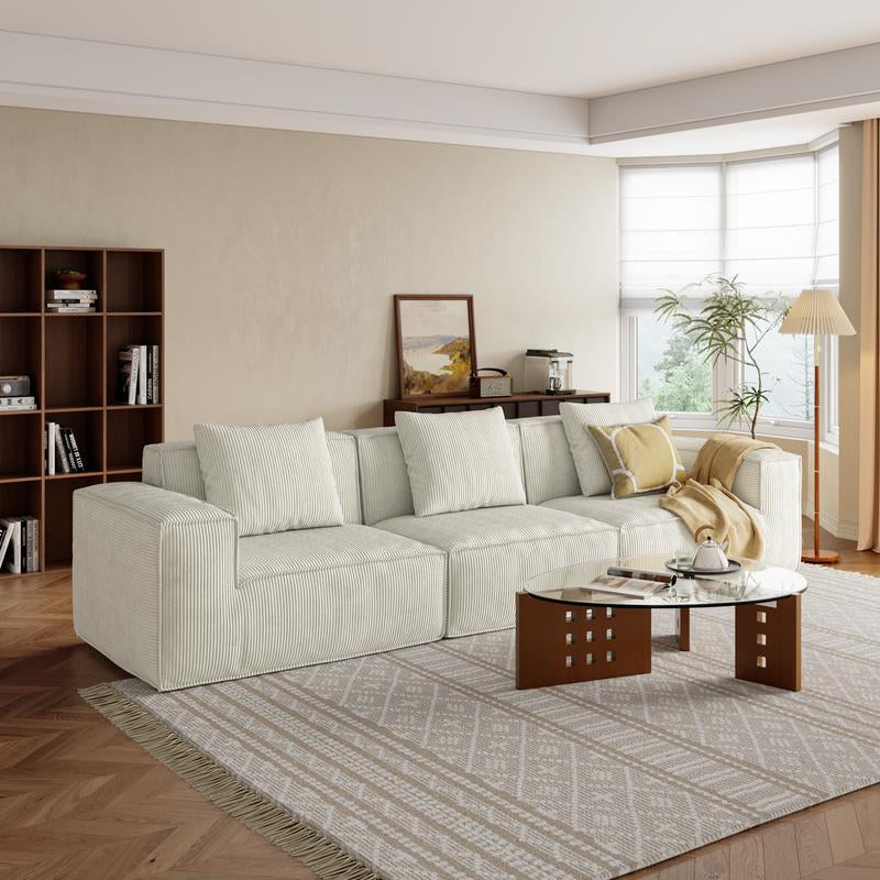 【Multi-Parcel Delivery】Dipu-Home. 118-Inch Modular Sofa Can Be Converted into an Oversized Sofa Bed - Free Conversion Sofa Set Flexible Configuration, Soft Corduroy Cloud Velvet Fabric, High-Density Rebound Sponge, No Assembly Required, 4-Seater