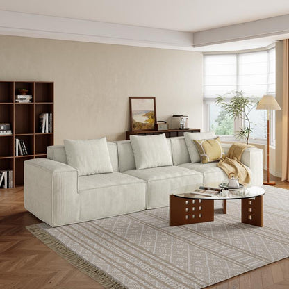 【Multi-Parcel Delivery】Dipu-Home. 118-Inch Modular Sofa Can Be Converted into an Oversized Sofa Bed - Free Conversion Sofa Set Flexible Configuration, Soft Corduroy Cloud Velvet Fabric, High-Density Rebound Sponge, No Assembly Required, 4-Seater