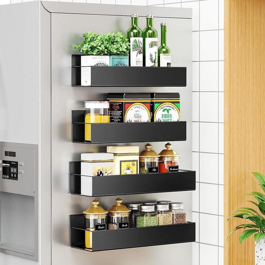 Magnetic Spice Rack for Refrigerator, 2/4/5Pcs Space Saving Kitchen Storage Rack, Kitchen Storage Organizer for Home Dormitory Dining Room Decor, Kitchen Supplies