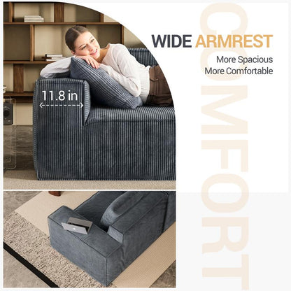 【Multi-Parcel Delivery】Dipu-Home. 118-Inch Modular Sofa Can Be Converted into an Oversized Sofa Bed - Free Conversion Sofa Set Flexible Configuration, Soft Corduroy Cloud Velvet Fabric, High-Density Rebound Sponge, No Assembly Required, 4-Seater