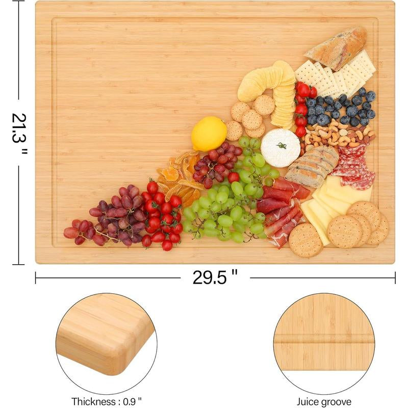 Stove Cover Board for Gas Stovetop - Raised Cutting Board with Legs and Juice Grooves, Adjustable Noodle Board Stove Cover for RV Stove Top (29.52"X21.65") Chopping Kitchen Knives Bamboo Oil Wooden