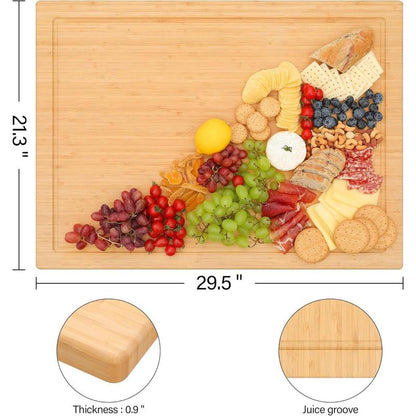 Stove Cover Board for Gas Stovetop - Raised Cutting Board with Legs and Juice Grooves, Adjustable Noodle Board Stove Cover for RV Stove Top (29.52"X21.65") Chopping Kitchen Knives Bamboo Oil Wooden