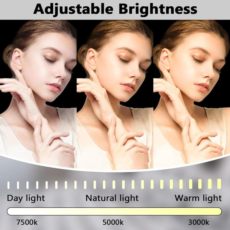 Vanity Lighted Mirror, Hollywood Makeup Mirror with Lights,Large Vanity Mirror with Lights,17 Dimmable LED Bulbs, Touch Control,Mirror with USB Outlet, White(L23.6''Xh20'')