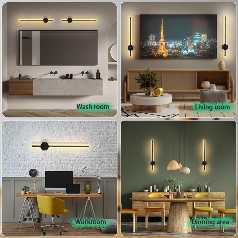 Battery Operated Wall Sconces Set of Two, USB Rechargeable Wall Lights with Remote Control, Dimmable Wireless Wall Lamp, 3 Color Mood Light for Hallway Living Room Bedroom