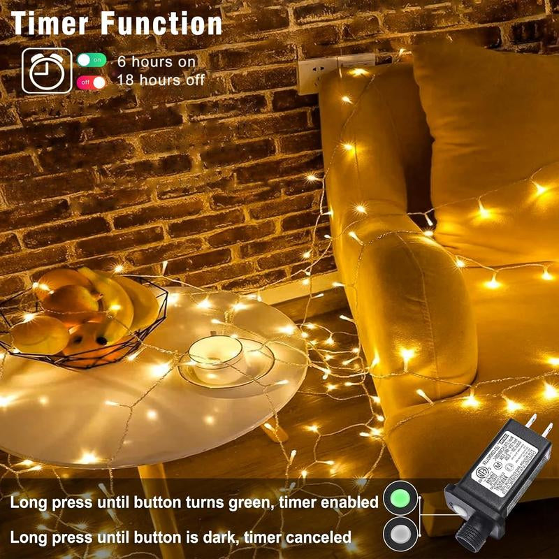 Warm White LED String Light, Waterproof LED String Light with 8 Modes, Decorative Light for Bedroom Classroom Wedding Garden Patio Yard