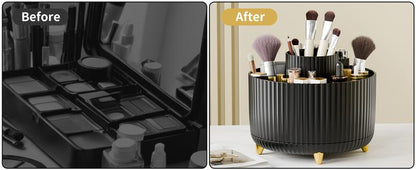 Rotating Makeup Brush Holder Organizer, 5 Slot Make up Brushes Container for Cosmetics, Nail Polish, Art Supply, Bathroom Vanity Desktop 360° Organizer
