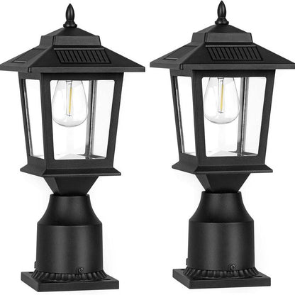 Eco-Π 4/2Packs Solar Post Cap Lights, Solar Lights Outdoor with Glass Shade, Modern Design, Energy Saving, for Deck Fence Patio Post Decor
