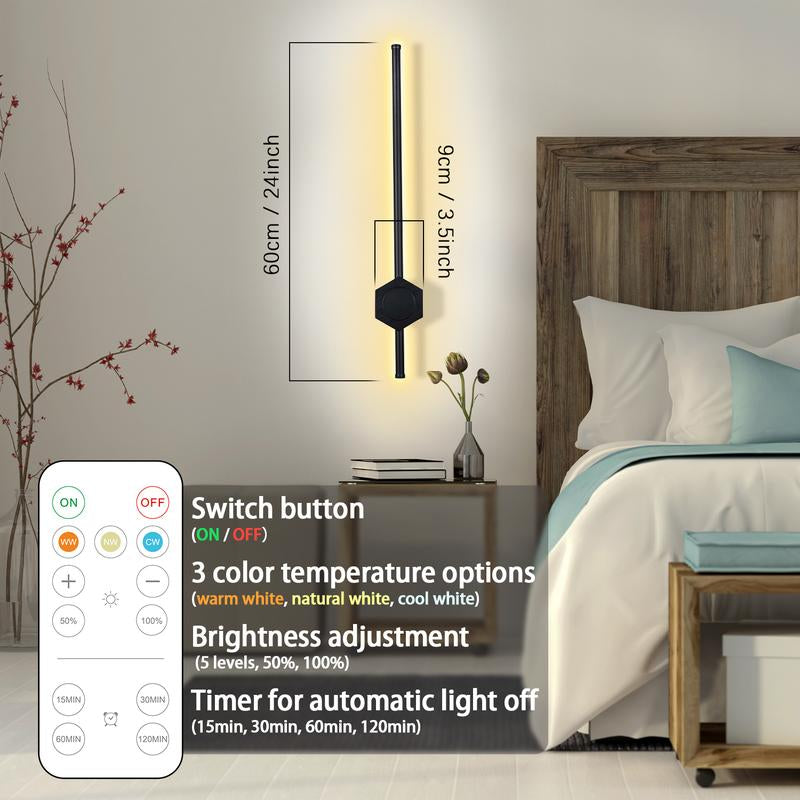 Battery Operated Wall Sconces Set of Two, USB Rechargeable Wall Lights with Remote Control, Dimmable Wireless Wall Lamp, 3 Color Mood Light for Hallway Living Room Bedroom