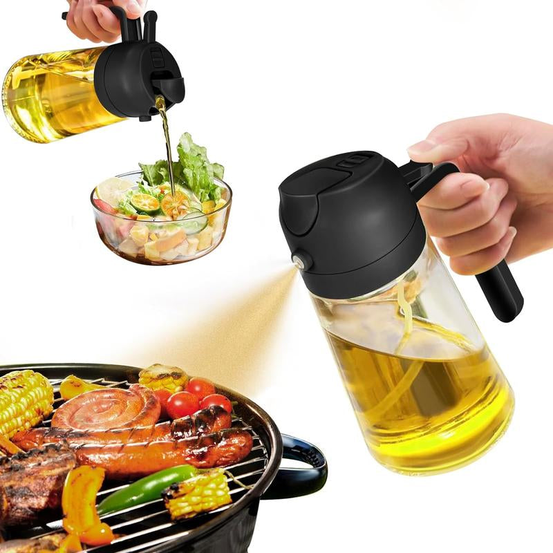 16Oz/470Ml Olive Oil Dispenser Bottle for Kitchen Gadgets and Air Fryer Accessories - Olive Oil Sprayer for Cooking W(Light Blockage) - Black Utensils