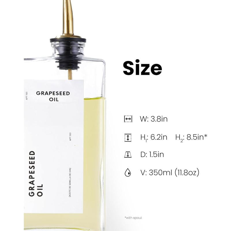 APT 1101 Olive Oil Dispenser for Kitchen, Cooking Oil and Vinegar Dispenser Set, Olive Oil Bottle, Soy Sauce Dispenser, Coffee Syrup Bottles with Stainless Steel Pourers - 4 Pcs, Gold