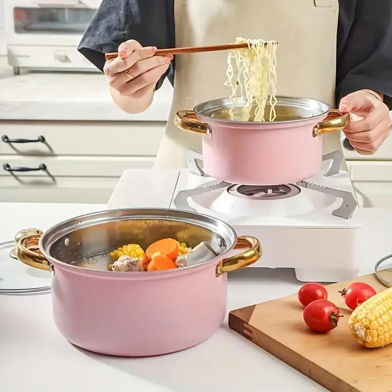 Stainless Steel Cookware Set, 5 Sets Including 5 Pots and 5 Lids, Kitchen Cookware Set, Household Kitchen Products, Kitchen Gifts, Kitchenware