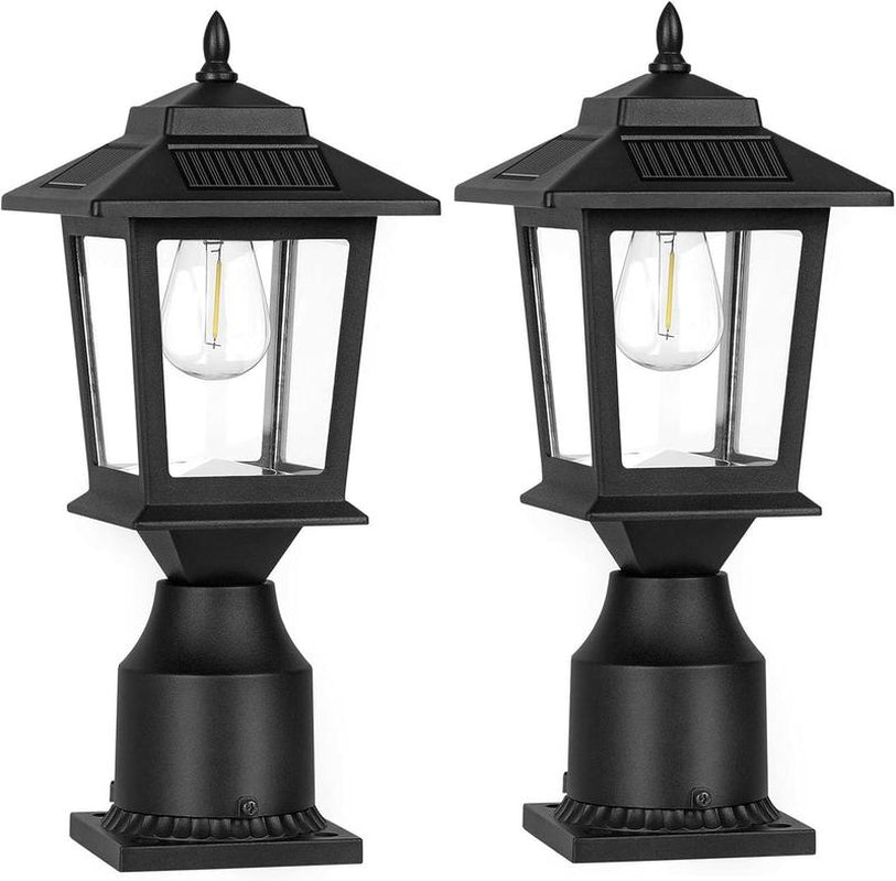 Eco-Π 4/2Packs Solar Post Cap Lights, Solar Lights Outdoor with Glass Shade, Modern Design, Energy Saving, for Deck Fence Patio Post Decor