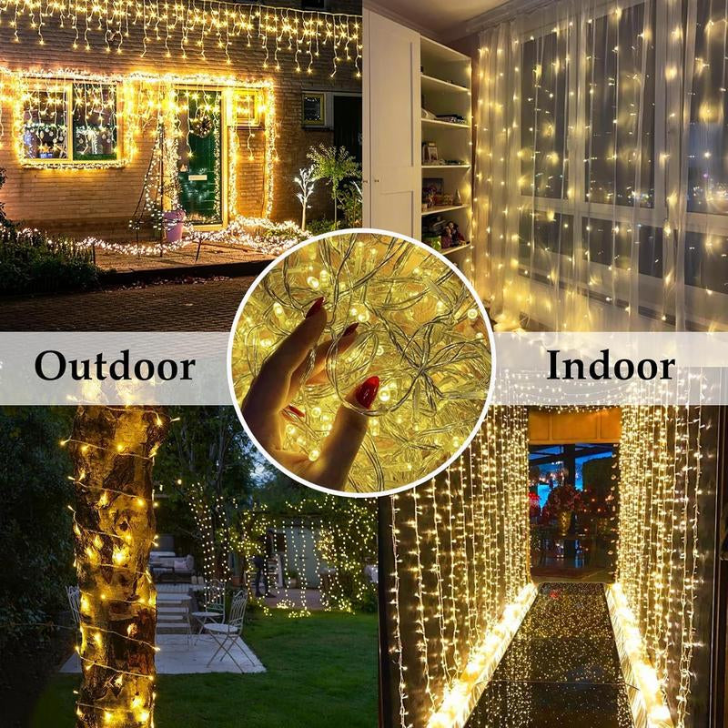Warm White LED String Light, Waterproof LED String Light with 8 Modes, Decorative Light for Bedroom Classroom Wedding Garden Patio Yard