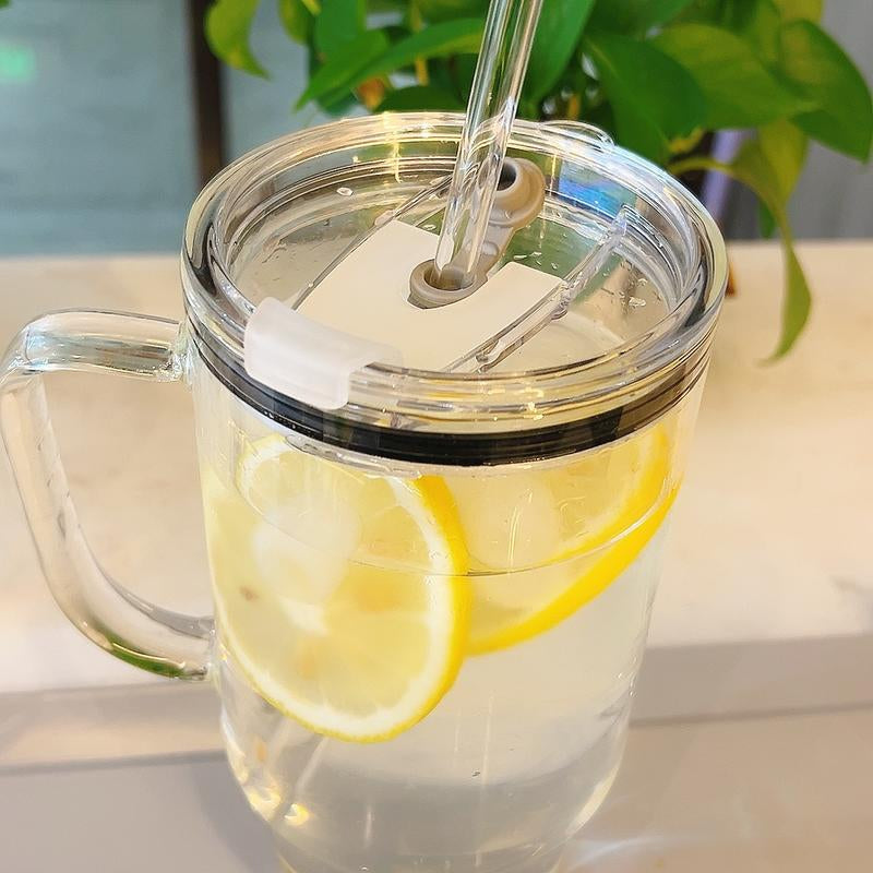 40Oz Glass Tumbler with Leakproof Plastic Lid & Straw – Spill-Proof Design, Easy to Clean, No Mold! Reusable Iced Coffee Cup for Car, Summer Drinkware, Durable Bpa-Free Travel Mug with Handle – Great Gift for Dad, Mom, Easter & Holidays Water Bottles
