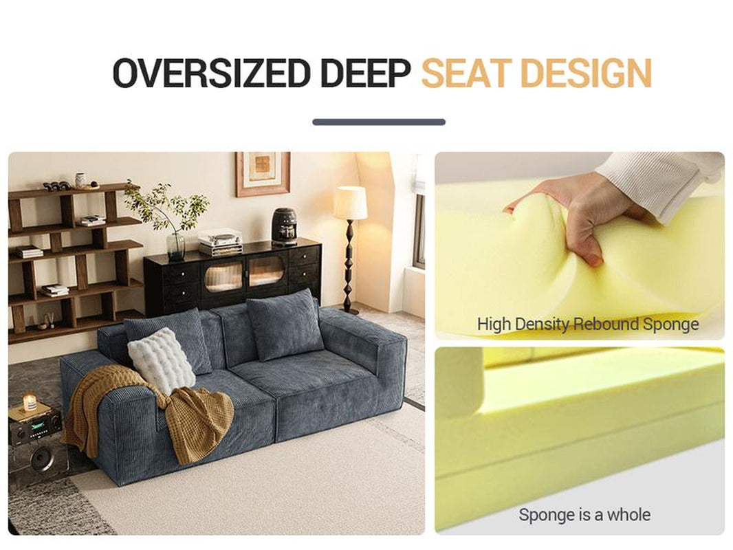 【Multi-Parcel Delivery】Dipu-Home. 118-Inch Modular Sofa Can Be Converted into an Oversized Sofa Bed - Free Conversion Sofa Set Flexible Configuration, Soft Corduroy Cloud Velvet Fabric, High-Density Rebound Sponge, No Assembly Required, 4-Seater